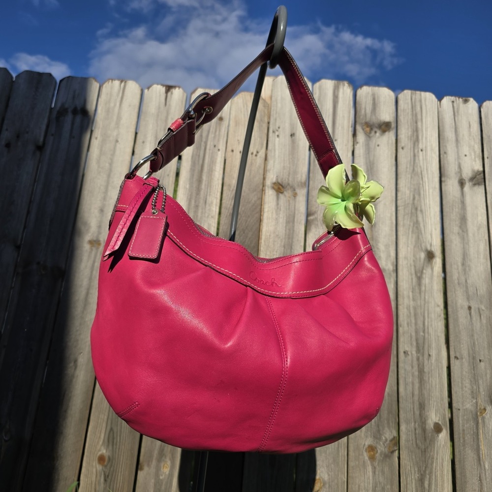 Y2K COACH Women's Soho Pleated Leather Hobo Bag F13731 Fuchsia Pink Purse 2009